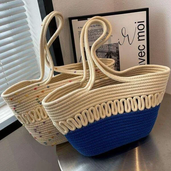 Hand-Woven Cotton Rope Tote Bag, view 3