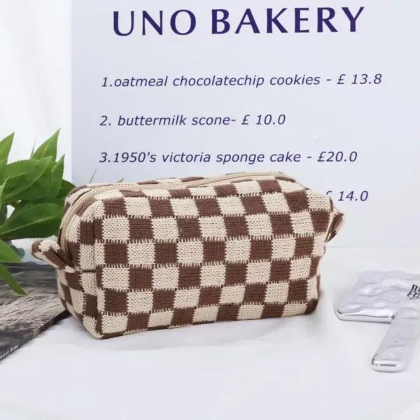 Soft Woven Checkered Toiletry Bag, view 2