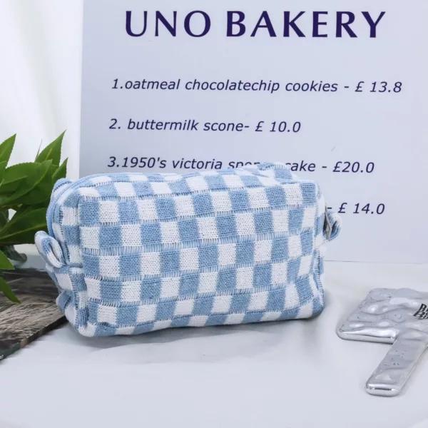 Soft Woven Checkered Toiletry Bag, view 3