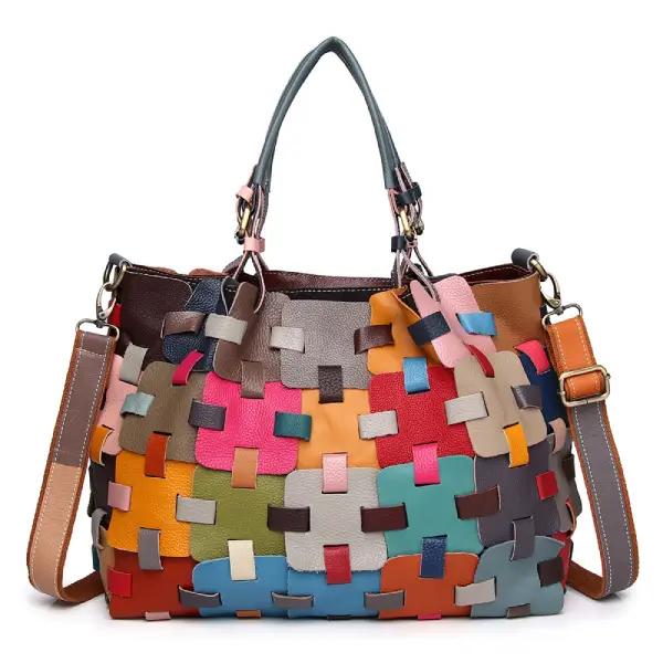 Woven Leather Patchwork Bag