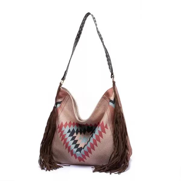 Handmade Woven Tassel Cotton and Linen Shoulder Bag