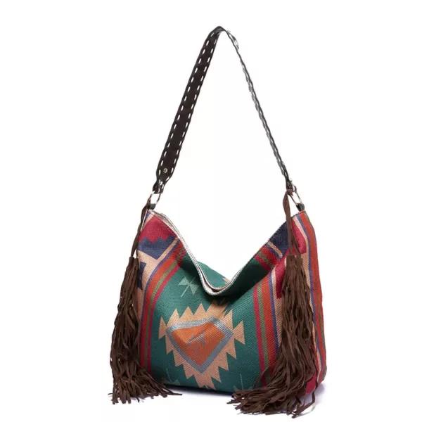 Handmade Woven Tassel Cotton and Linen Shoulder Bag, view 3